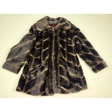 Vintage Glamour Brown Imitation Mink Fur Chevron Coat Bayer Dralon Mid-Length picture