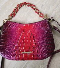 NEW Brahmin Mod Shayna Ruby Ombre Melbourne Croc Embossed Leather Handbag Bag picture