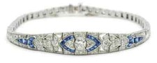 Vintage Art Deco Style Lab Created Diamond Wedding Bracelet 14k White Gold FN picture