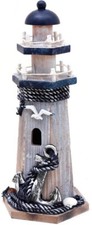 Wooden Lighthouse Decor, 10.25Inch Decorative Nautical Lighthouse Rustic Ocean S picture