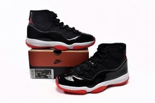 Air Jordan 11 Retro Bred Men's Black Red Sneakers 378037-061 Size7-13 picture