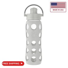 Lifefactory 16oz Glass Water Bottle with Active Cap, Stone Gray picture
