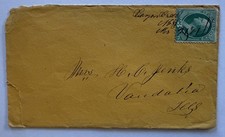 1870s Diamond Creek Kansas Manuscript DPO Cover to Vandalia IL 3c Banknote GB104 picture