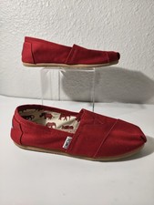TOMS WOMENS ALPARGATA RED CANVAS SLIP ON FLATS picture