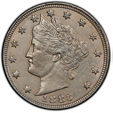 1883 5c No Cents Liberty V Nickel About Uncirculated US Coin picture