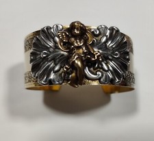 VINTAGE SONJA LEA CUFF CHERUB WIDE BRACELET MULTI-TONES picture