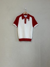 CASABLANCA BOUCLE RAGLAN POLO WHITE/RED NEW picture