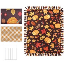 HunnmingRe 3 Pcs DIY Tie Blankets Fleece Kit Fall No Sew Blanket Kit Include ... picture