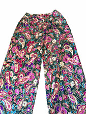 Umgee USA Women's L Multicolor Paisley Wide-Leg Pants Flat Front picture