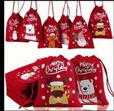 24 Pack Christmas Drawstring Gift Bags, 5x3.5