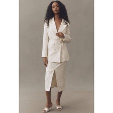 NWT SOLD OUT Hutch Anthropologie Ivory Jacquard Blazer/Skirt Luxury Set Size 4 picture