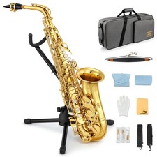 Eastar Alto Saxophone E Flat F Key Gold Lacquered Alto Sax With Hard Case Stand picture