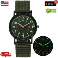 Men's Military Army Luminous 24 Hours Dial Nylon Strap Date Quartz Wrist Watch picture