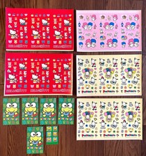 Vintage SANRIO Kiki Lala Keroppi Pochacco Hello Kitty Sticker Envelope Set B3 picture