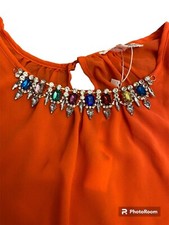 women's Boutique FASHION MODEL Coral Jeweled Top~XL~Extra Large~Sleeveless~NWT picture