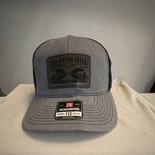 Richardson 112 Trucker Hat Gray/Black Mesh Back Adjustable Hefton Hill Patch picture