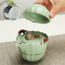 Portable Tea Set For Travel Ruyao Geyao Craft Golden Fish Relief Tea Pot Cups picture