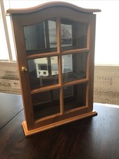 Vintage Rustic Wood Wall Curio Knick Knack Display Cabinet Shelf with Door. NIB picture