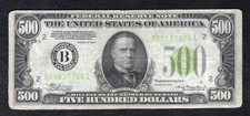 FR. 2201-B 1934 $500 LIGHT GREEN SEAL FRN FEDERAL RESERVE NOTE NEW YORK, NY VF picture