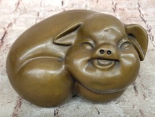 Handcrafted Signed Williams Bronze Pig Animal Sculpture Farm Decor Statue picture