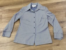 1970s JANTZEN 3D Pin Stripe DAGGER COLLAR Shirt BUTTON UP Slim Fit / Women’s M picture