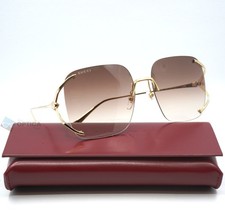 NEW Gucci GG0646S 002 Gucci-Logo Sunglasses Women's Gold/Brown Gradient 60mm picture