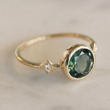 2.05 Ct Oval Cut Natural Emerald Wedding Ring 14K Yellow Gold picture