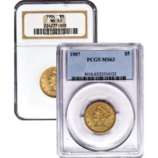 Pre-33 $5 Liberty Gold Half Eagle Coin MS63 (PCGS or NGC) Random Year picture