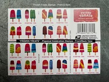 Book of 20 Stamps – “FROZEN TREATS” – Colorful Celebration Stamps - 2017 - Read picture