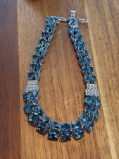 Sterling Silver 25.69 ctw London Blue Topaz & 1.45 ctw White Topaz Bracelet 8” picture