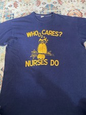 Vintage 70s Russell Nurses Owl Graphic Crew T-Shirt XL Single Stitch  picture