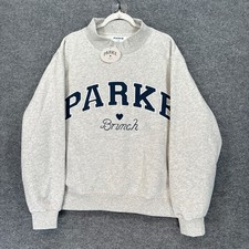Parke Sweatshirt Women Large/Extra Large Gray Brunch Varsity Mockneck Rare NEW picture