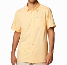 NEW Columbia PFG Slack Tide Camp Button Down Collared SS Yellow Shirt Men's 2XL picture