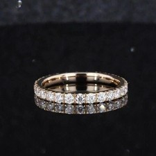 1.50Ct Round Cut Natural Diamond Wedding Band 14K Yellow Gold Eternity Band 6 7 picture