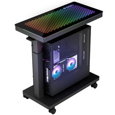 ERGONOMIC Height Adjustable Computer Tower, Illuminated Glass Panel PC Stand picture