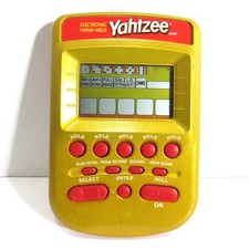 Hasbro 2002 VINTAGE Yahtzee Handheld Pocket Electronic Game Gold & Red picture