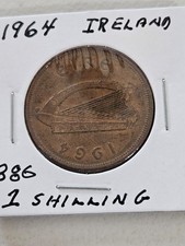 1964 Ireland Irish One 1 Shilling BIRD Coin VF #386 picture