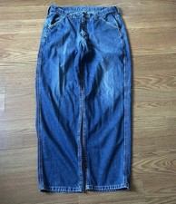 Vintage 00s  Lee Dungarees Men Medium Wash Denim Carpenter Baggy Jeans Sz 34 picture