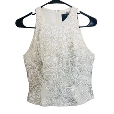 Vintage Cream White Fully Embroidered Newman Marcus Women Formal Blouse ￼ picture