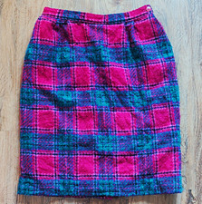 Vintage Pendleton Women's Pink Green Plaid Wool Tweed Lined Pencil Skirt 10 Knee picture