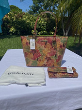 Brahmin Foliage Medium Asher Tote & Checkbook Wallet Set NWT Genuine Leather picture
