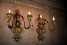 1940's Italian Florentine Hollywood  Regency Style Double Arm Sconce Pair picture