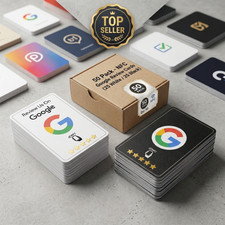 50 Pcs NFC Google Review Cards - Premium Matte Black & White Tap Cards picture