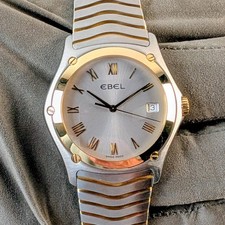 Ebel Classic Wave 18k Yellow Gold Steel 38mm Swiss Quartz Men's Watch E1187F41 picture