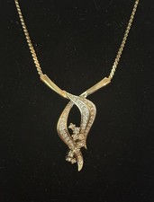 Vintage PANETTA Signed Gold Tone & Geometric Rhinestone Pendant Necklace picture