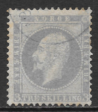 NORWAY SCOTT 3 USED FINE - 1857 3s LILAC ISSUE - KING OSCAR I picture