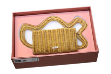 Cult Gaia Elsa Wavy Rattan Clutch Bag authentic natural ladies new $498 picture