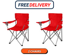 Ozark Trail Basic Quad Folding Camp Chair with Cup Holder, red, Adult 2 Count picture