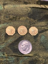 1852 1855 1857 California Gold 1/2 Dollar 13 Star Fractional Gold Plated Tokens  picture