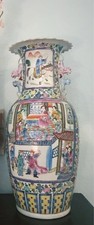 Chinese Famille Rose Porcelain Floor Vase 18” Read picture